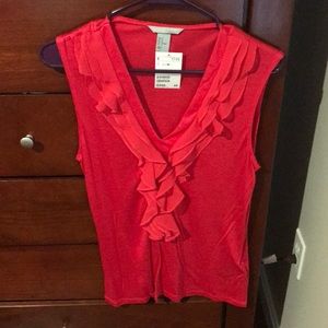 NWT Red V-Neck ruffle tank